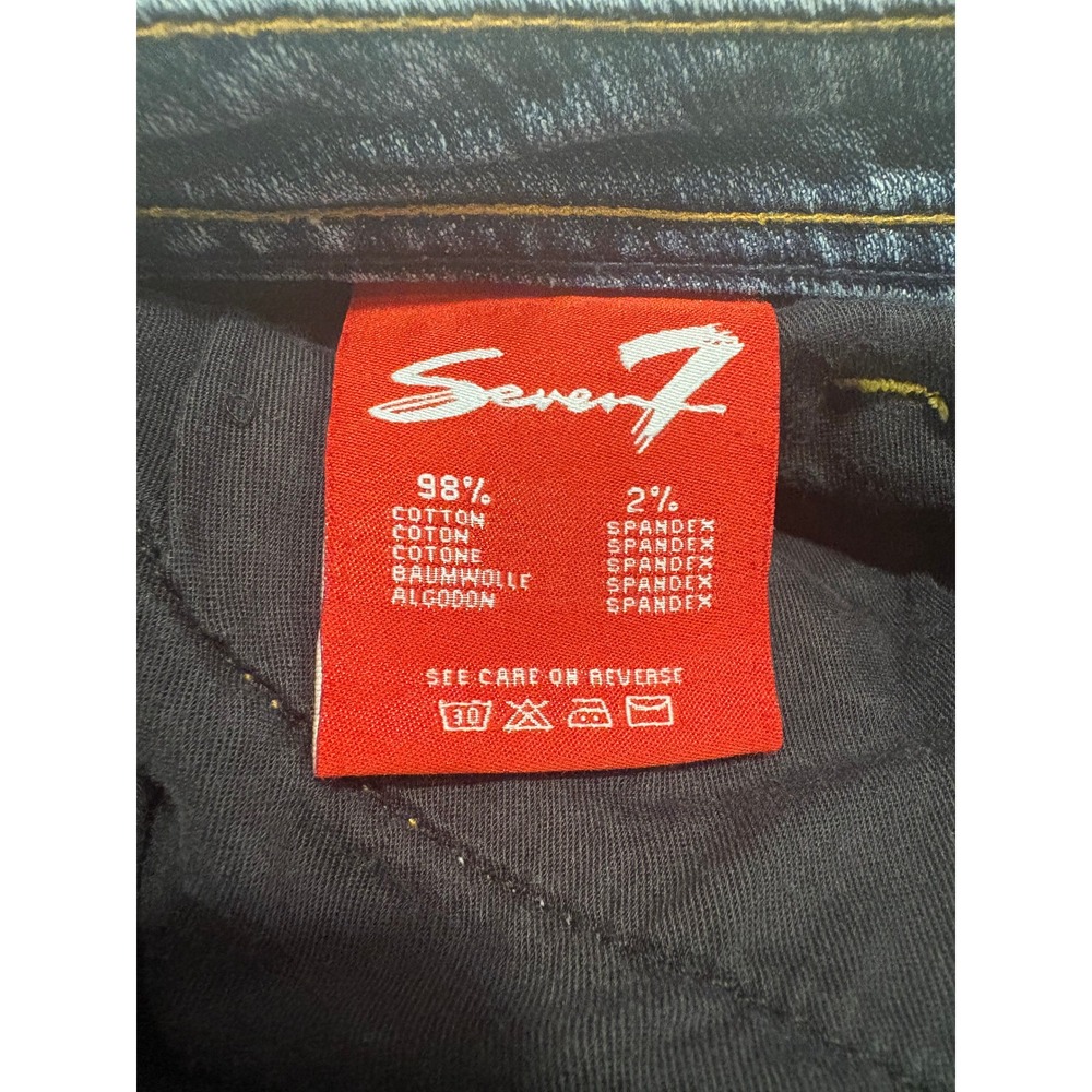 Seven7 Studded Cropped Jeans Womens 14 Medium Wash Rhinestone Wide Leg Y2K - Picture 12 of 14